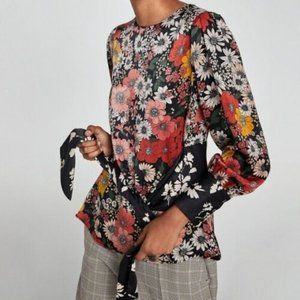 Zara Floral Long Sleeve Blouse